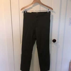 Green skinny slacks. Good for work place